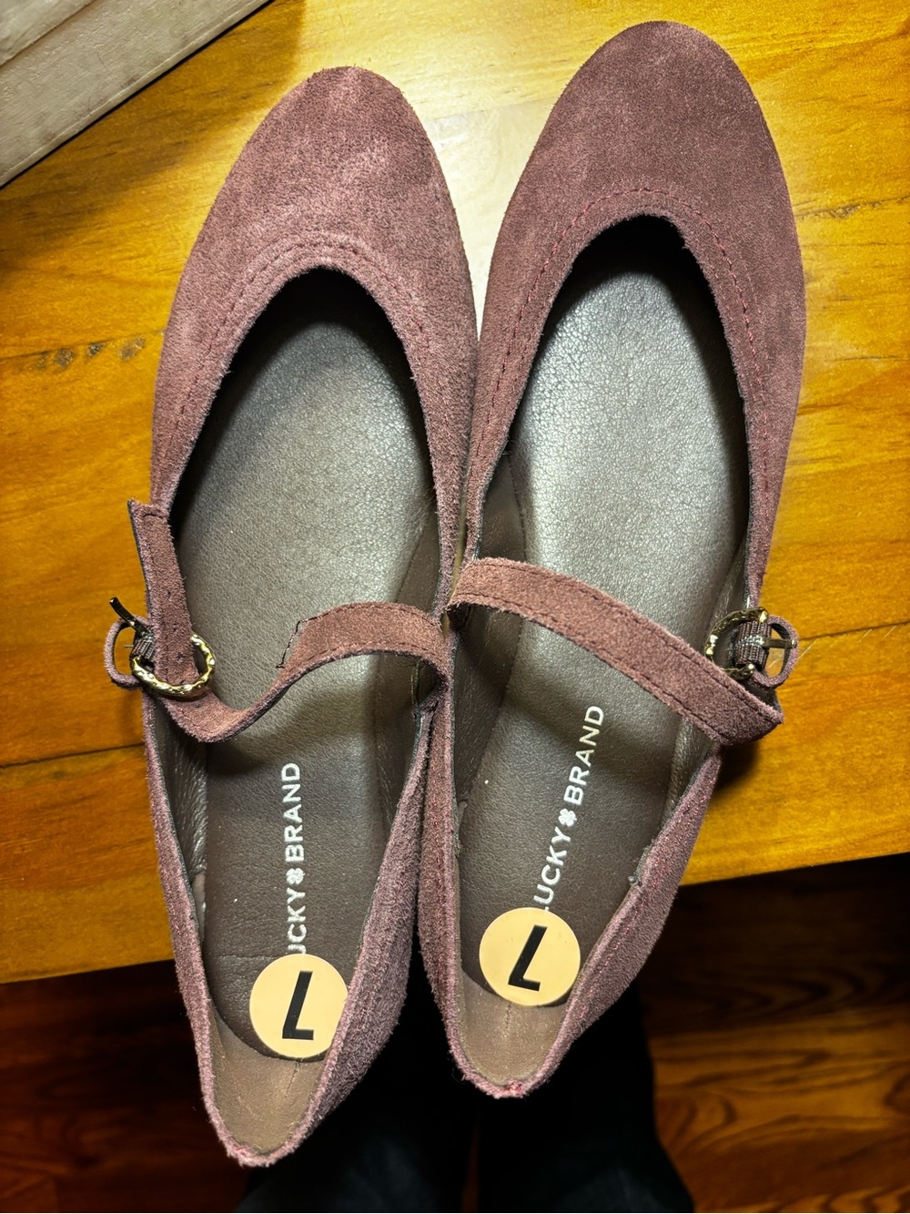 Lucky Brand Women's Suede Mary Jane Flats in Wine